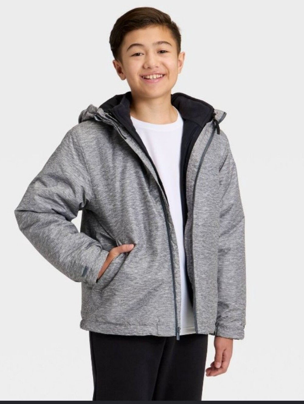 Kids' 3-in-1 Jacket - All In Motion™ Heather Gray Small 4/5
